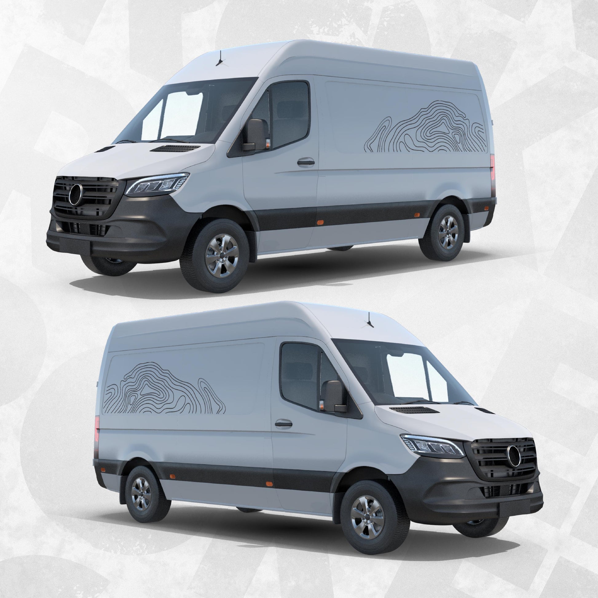 Topographic Van Side Decal Kit for Mercedes Sprinter | Camper Van Graphics | Mountain Contour Vinyl Stickers