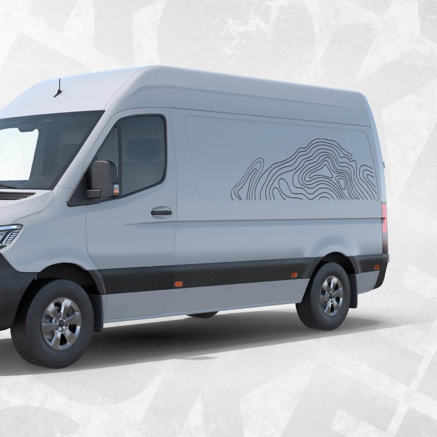 Topographic Van Side Decal Kit for Mercedes Sprinter | Camper Van Graphics | Mountain Contour Vinyl Stickers