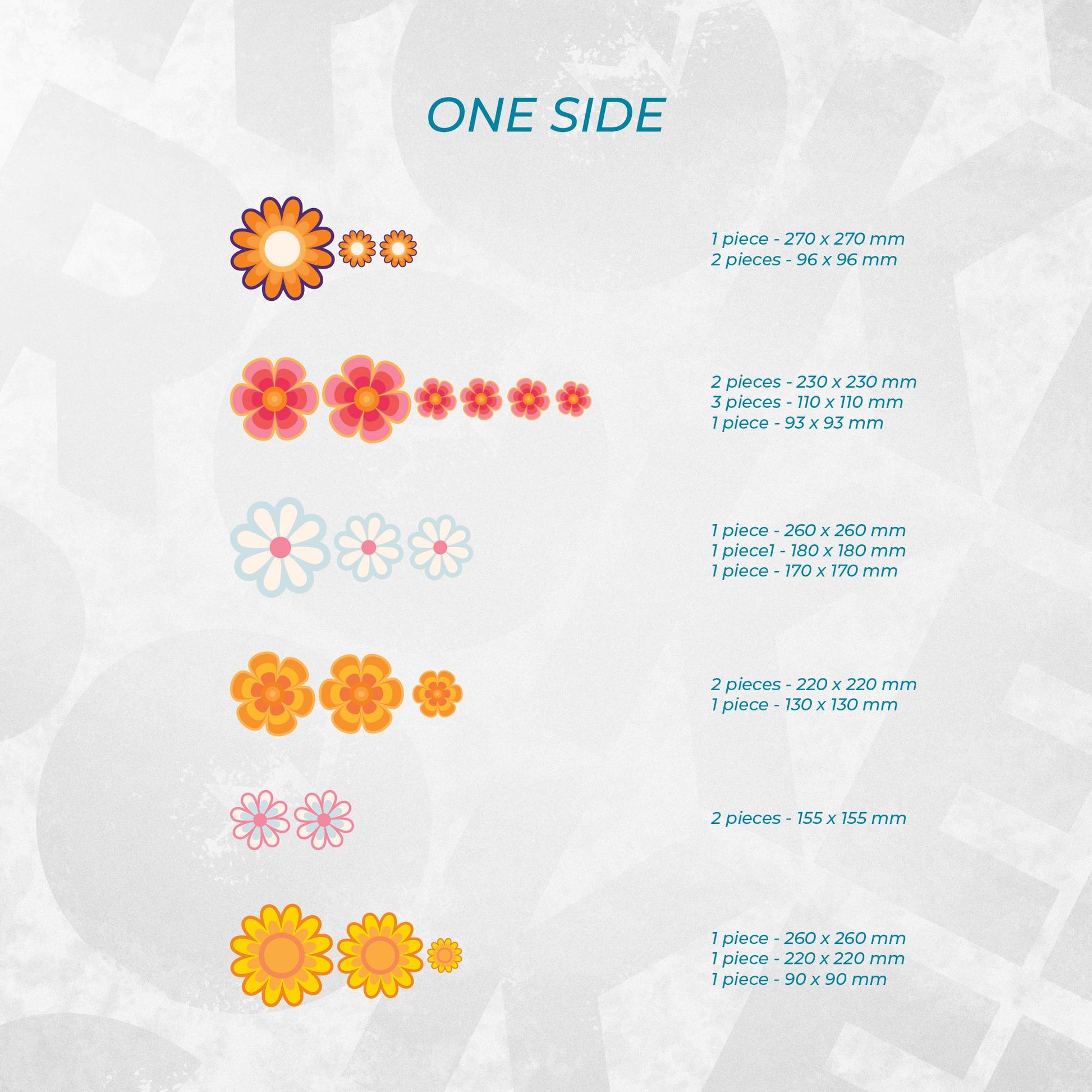 Hippie Flower Van Decals Kit – Retro Flower Power Stickers for Camper Vans / Bus / Truck / RV