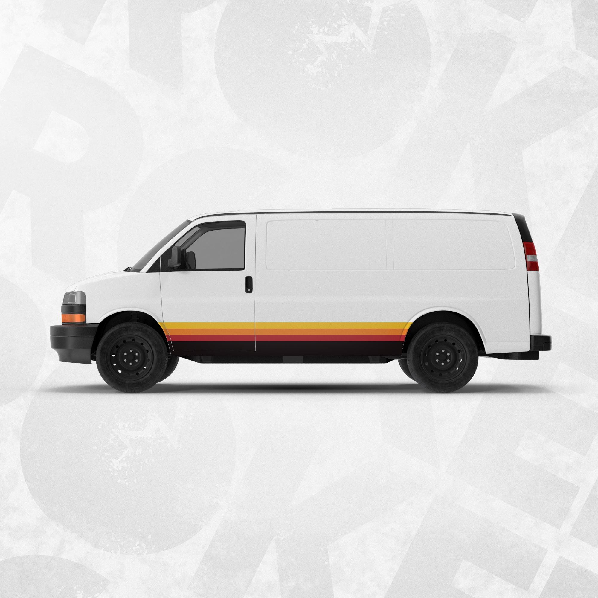 Yellow Red Orange Black Retro Stripe Wrap Sticker– Universal Side Deca