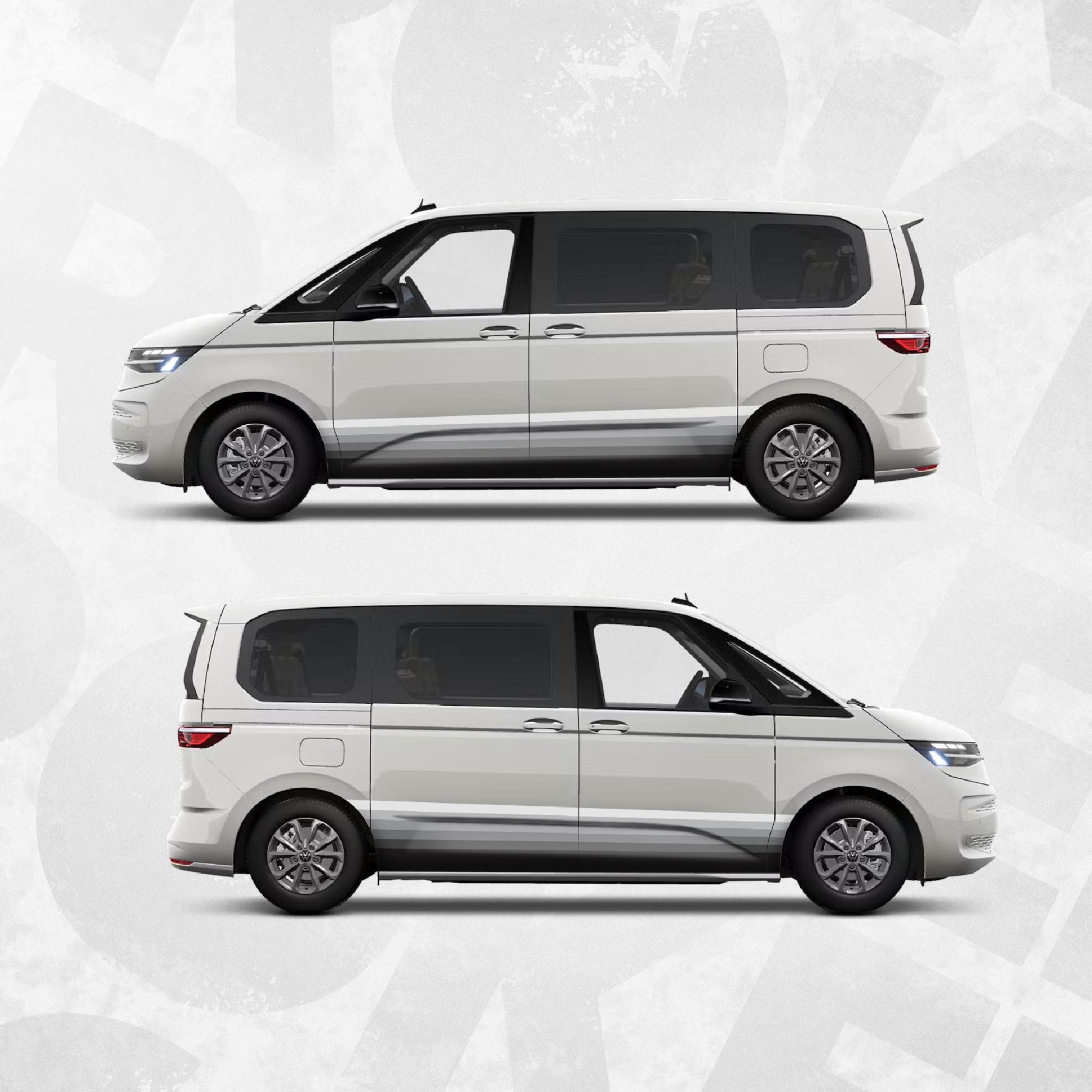 VW Multivan T7 Side Stripe Gradient Rocker Panel Wrap Decal Kit – Grey Ombre Graphics (Set of 2)