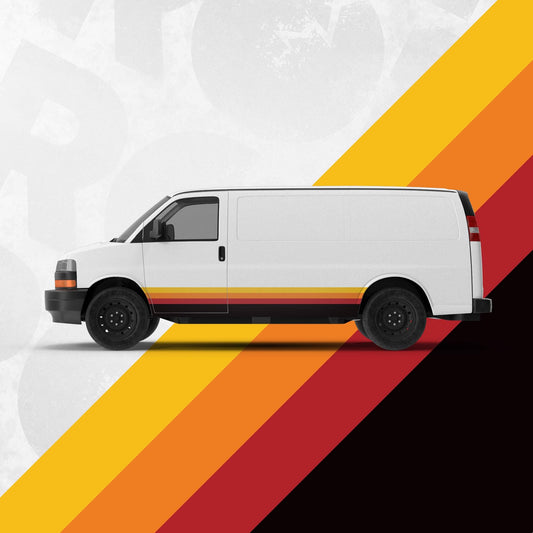 Retro Van & SUV Side Wrap Stripe Universal Fit– Yellow Red Orange Black ORAJET Vinyl