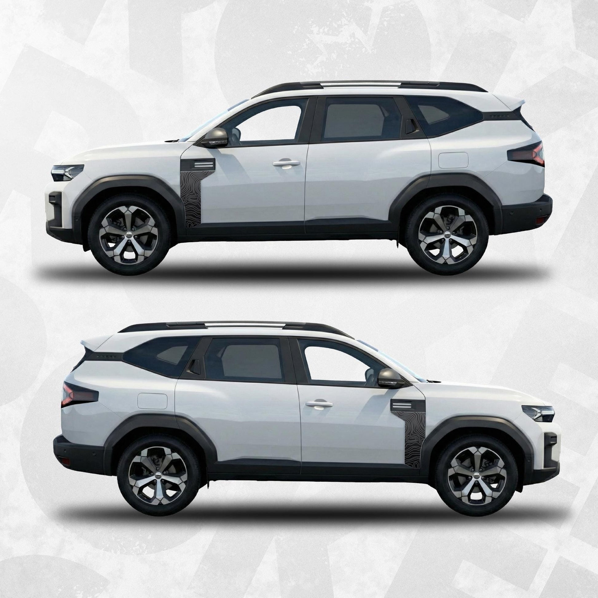 Topographic Door Trim Vinyl Decals Compatible with Dacia Bigster | Pair (L/R)