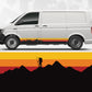 Retro Triple Color Stripe Decal fits VW Transporter / Multivan / California T4 T5 T6 - Mountain Sunset Side Wrap Kit