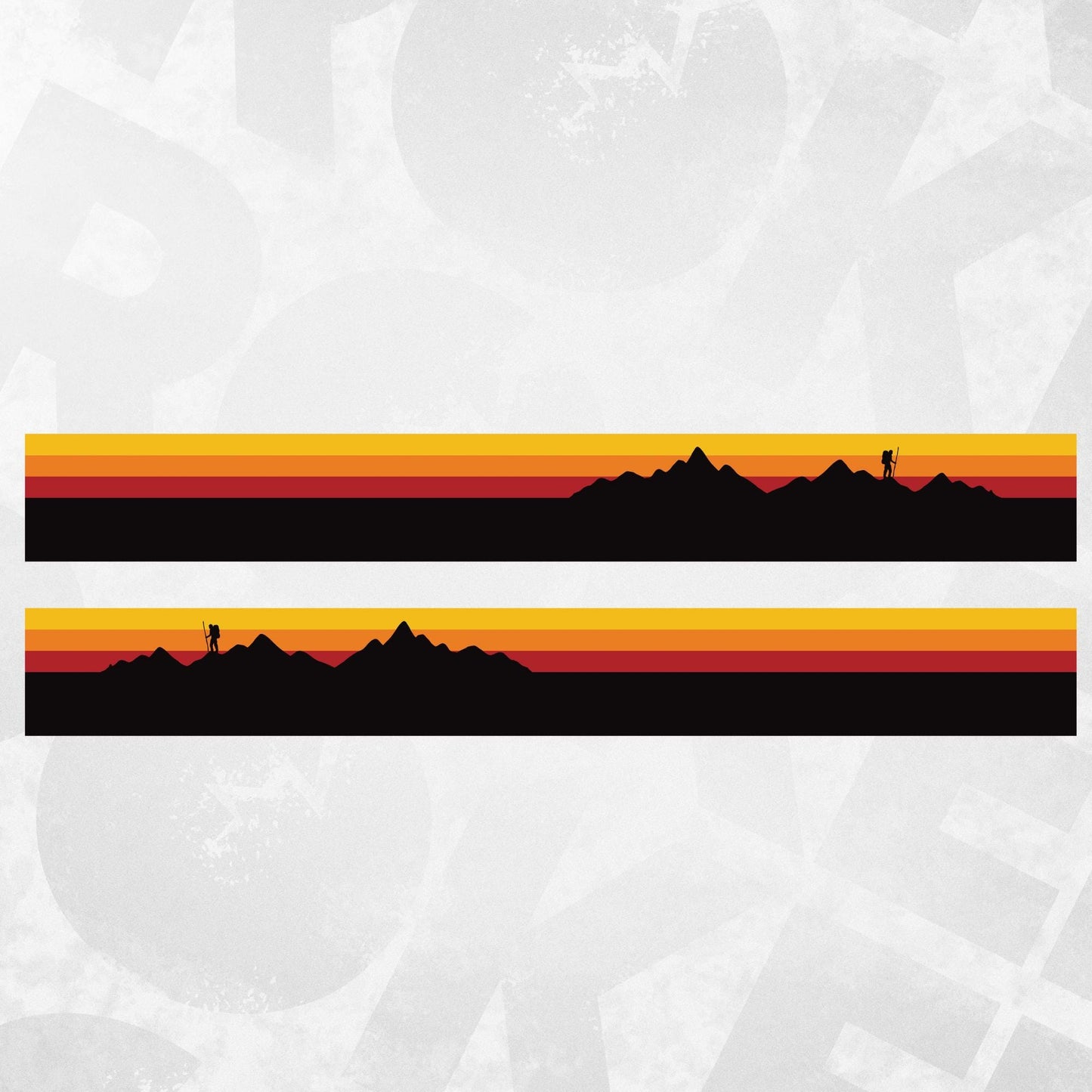 Retro Triple Color Stripe Decal fits VW Transporter / Multivan / California T4 T5 T6 - Mountain Sunset Side Wrap Kit