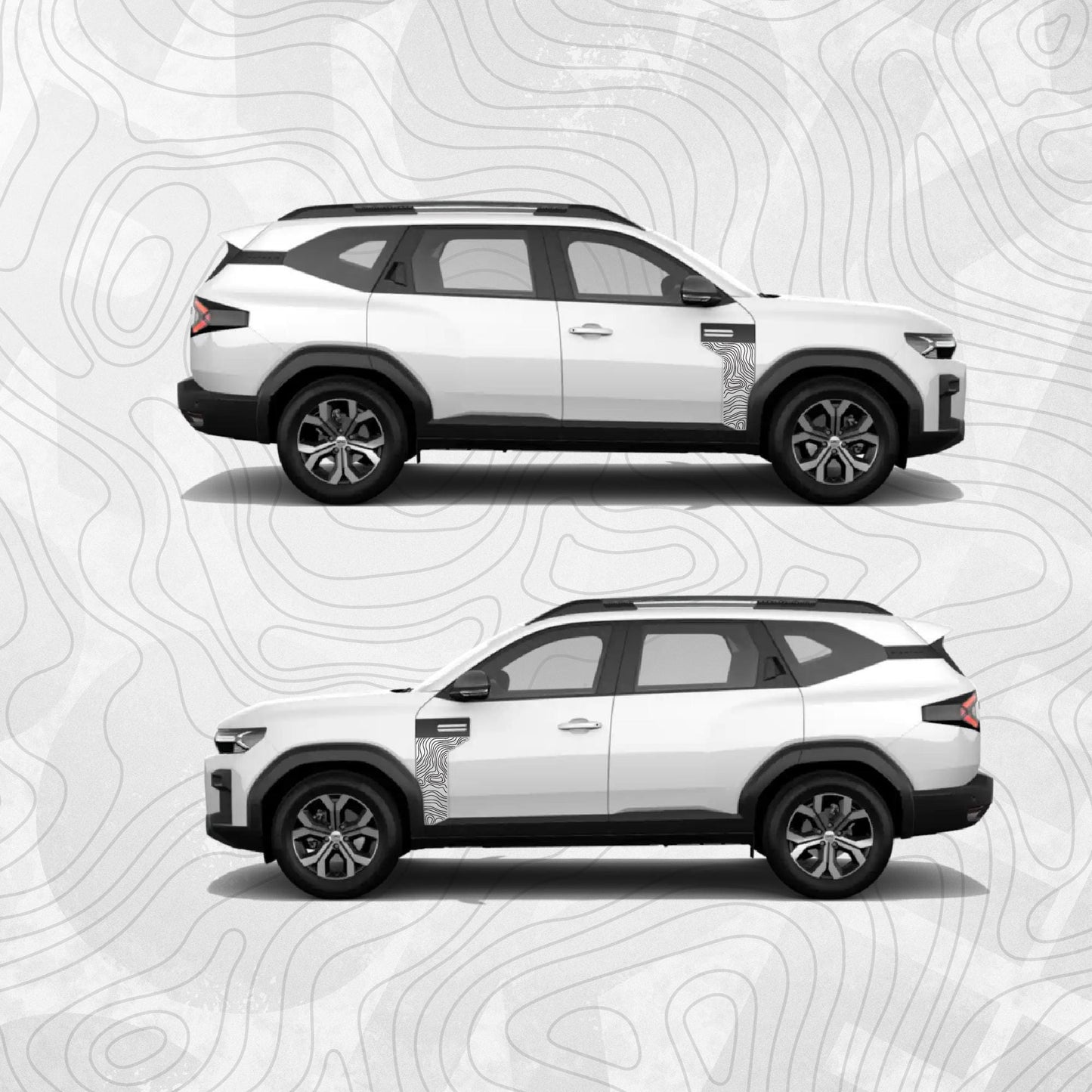 Topographic Door Trim Vinyl Decal Set | Fits Dacia Bigster | Left and Right