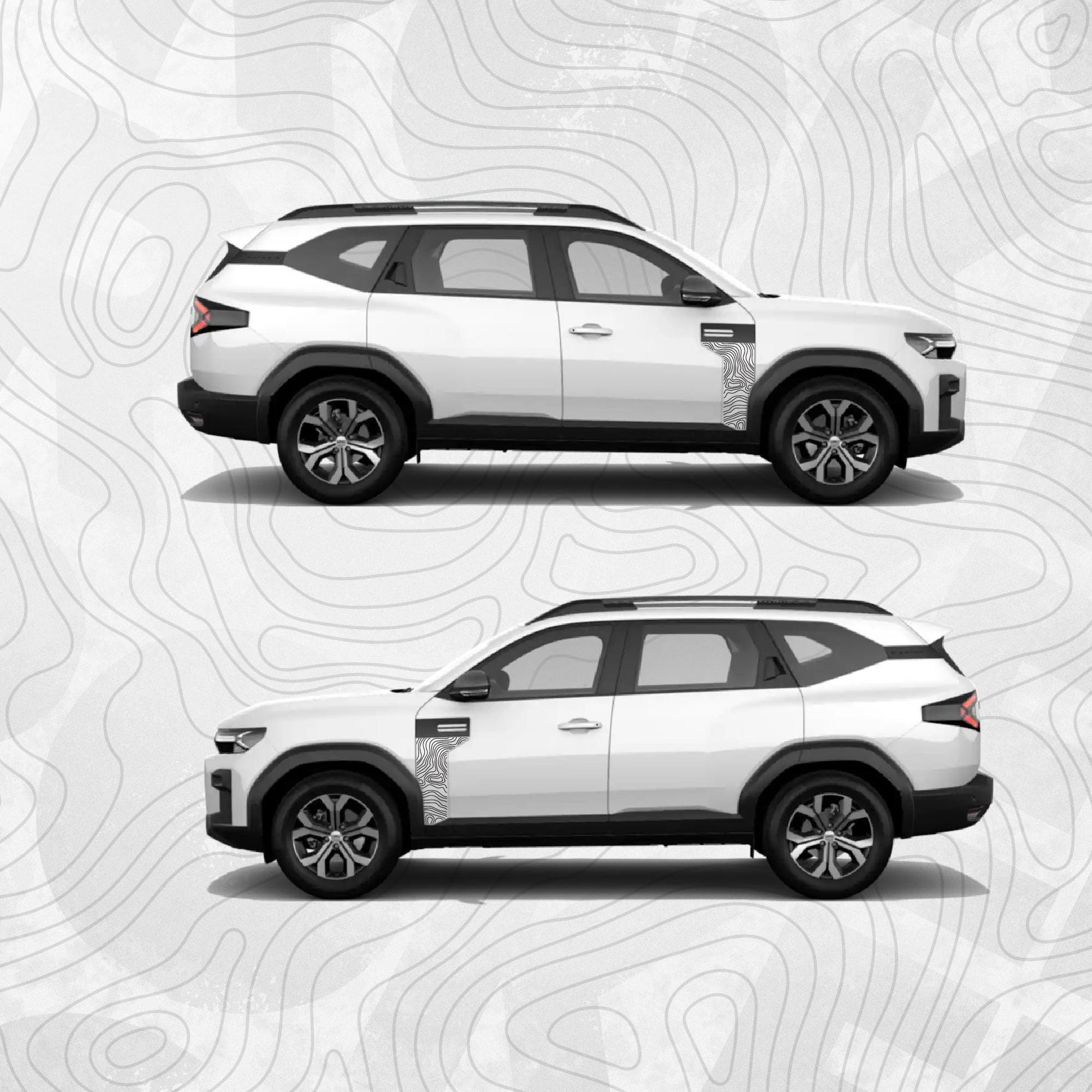 Topographic Door Trim Vinyl Decal Set | Fits Dacia Bigster | Left and Right