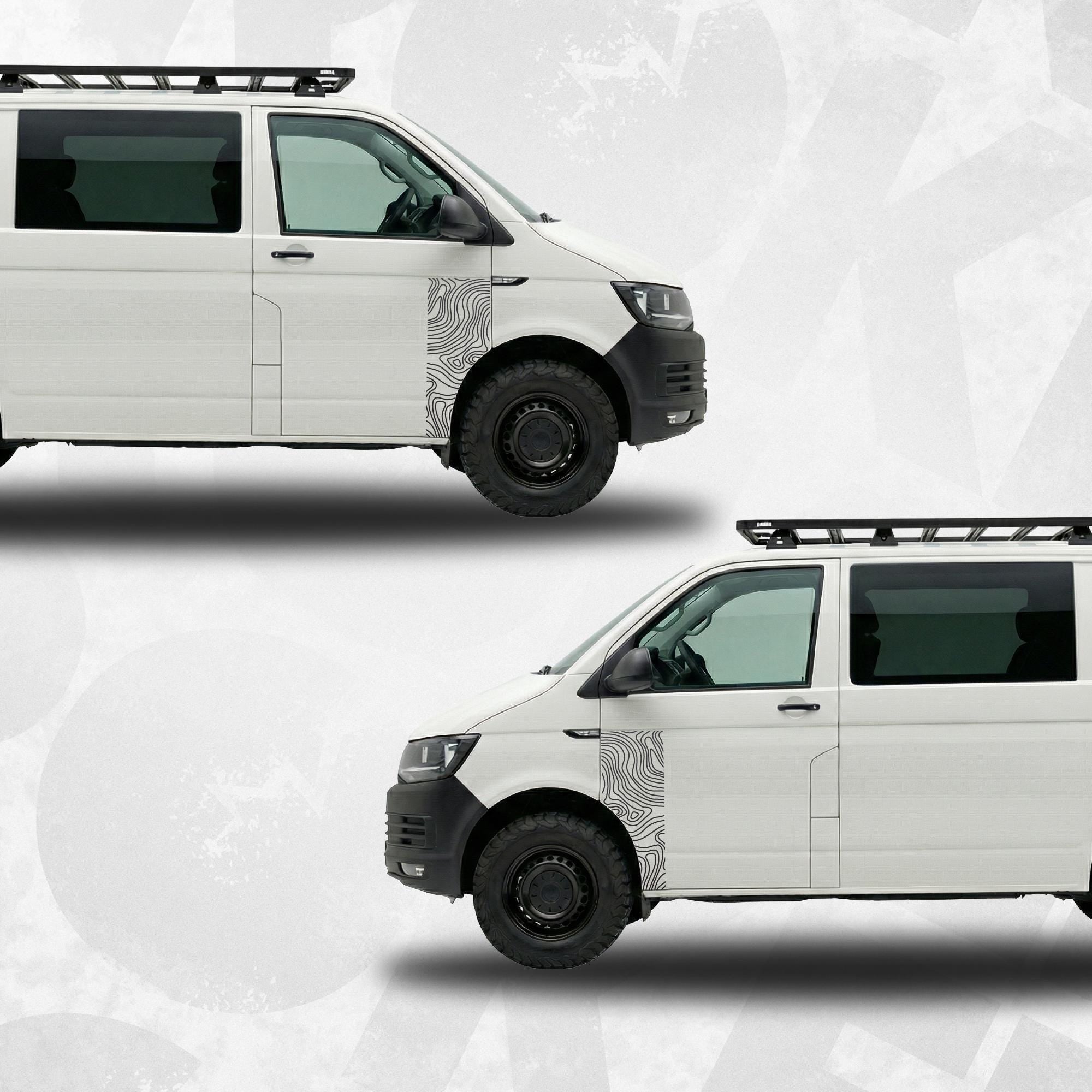 VW Transporter Topographic Door Wrap Decals (Pair) | Fits T4 T5 T6 T6.