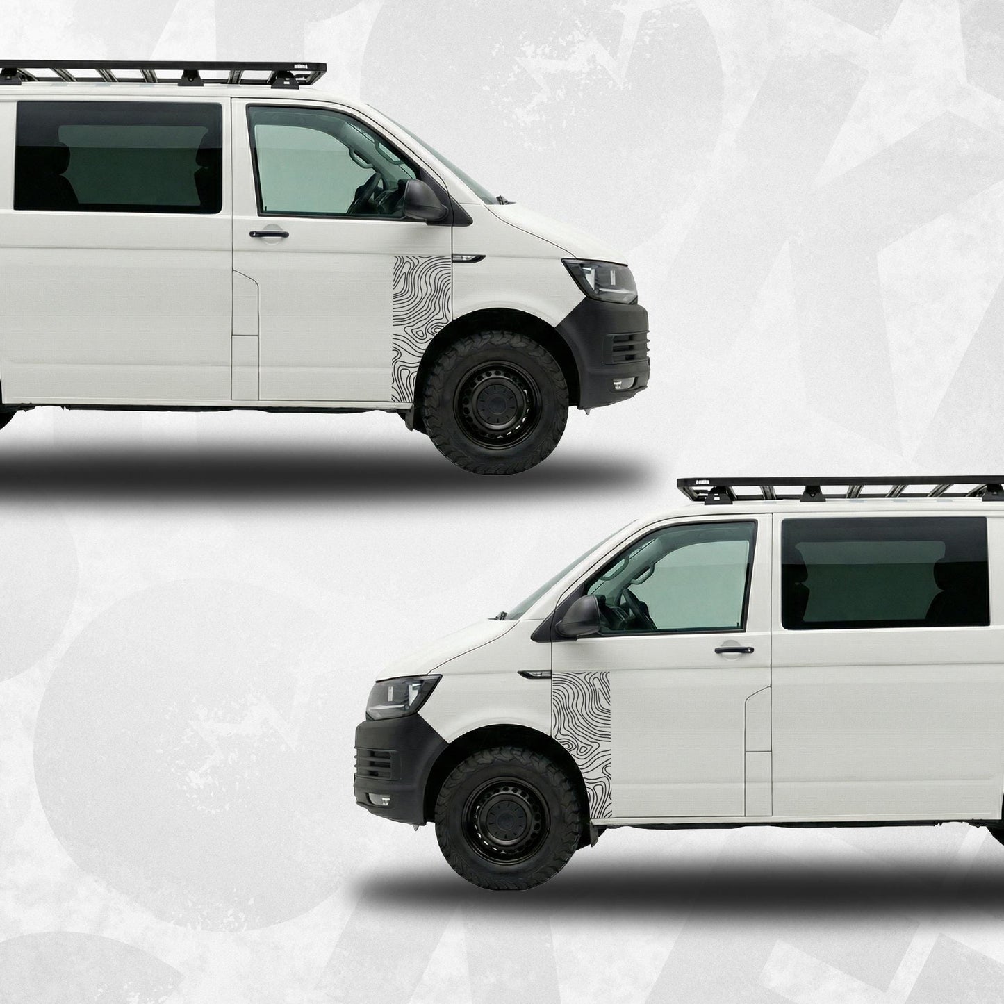 Topographic Door Wrap Decal - fits VW Transporter Multivan California Caravelle T4 T5 T6 T6.1 - set of 2