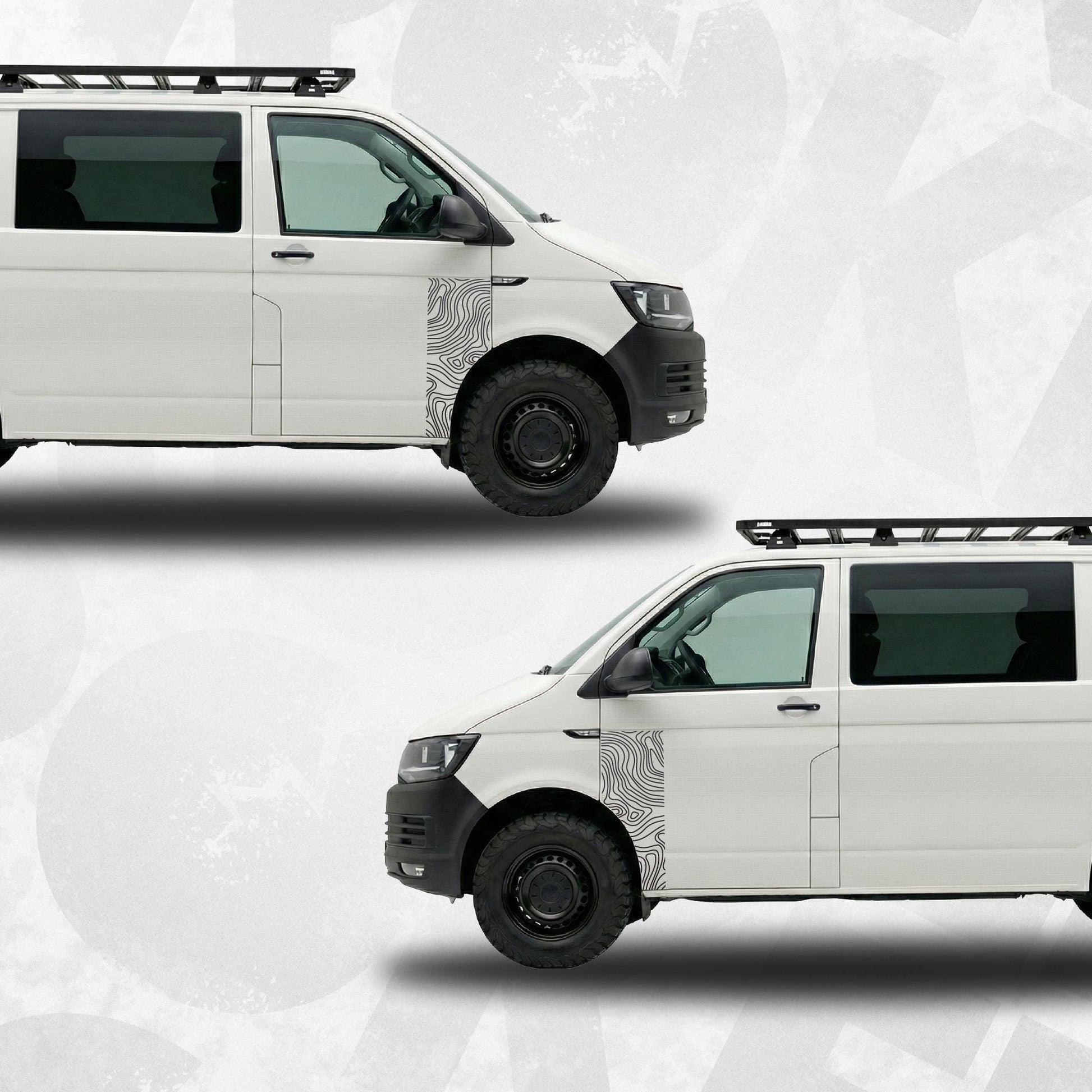 Topographic Door Wrap Decal - fits VW Transporter Multivan California Caravelle T4 T5 T6 T6.1 - set of 2