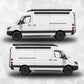 Mercedes Sprinter Topographic Door Wrap Decal showcased on a white van, highlighting sleek design and custom fit.