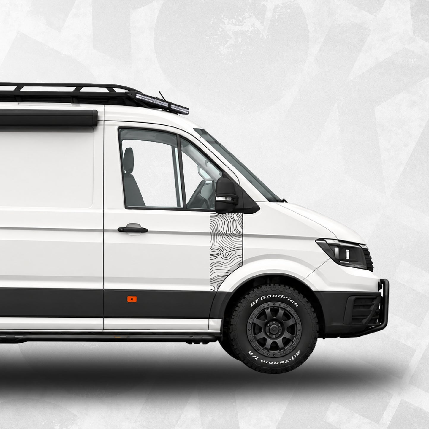 VW Crafter Topographic Door Wrap Decal – Fits MAN TGE & Crafter Mk2 – Pair