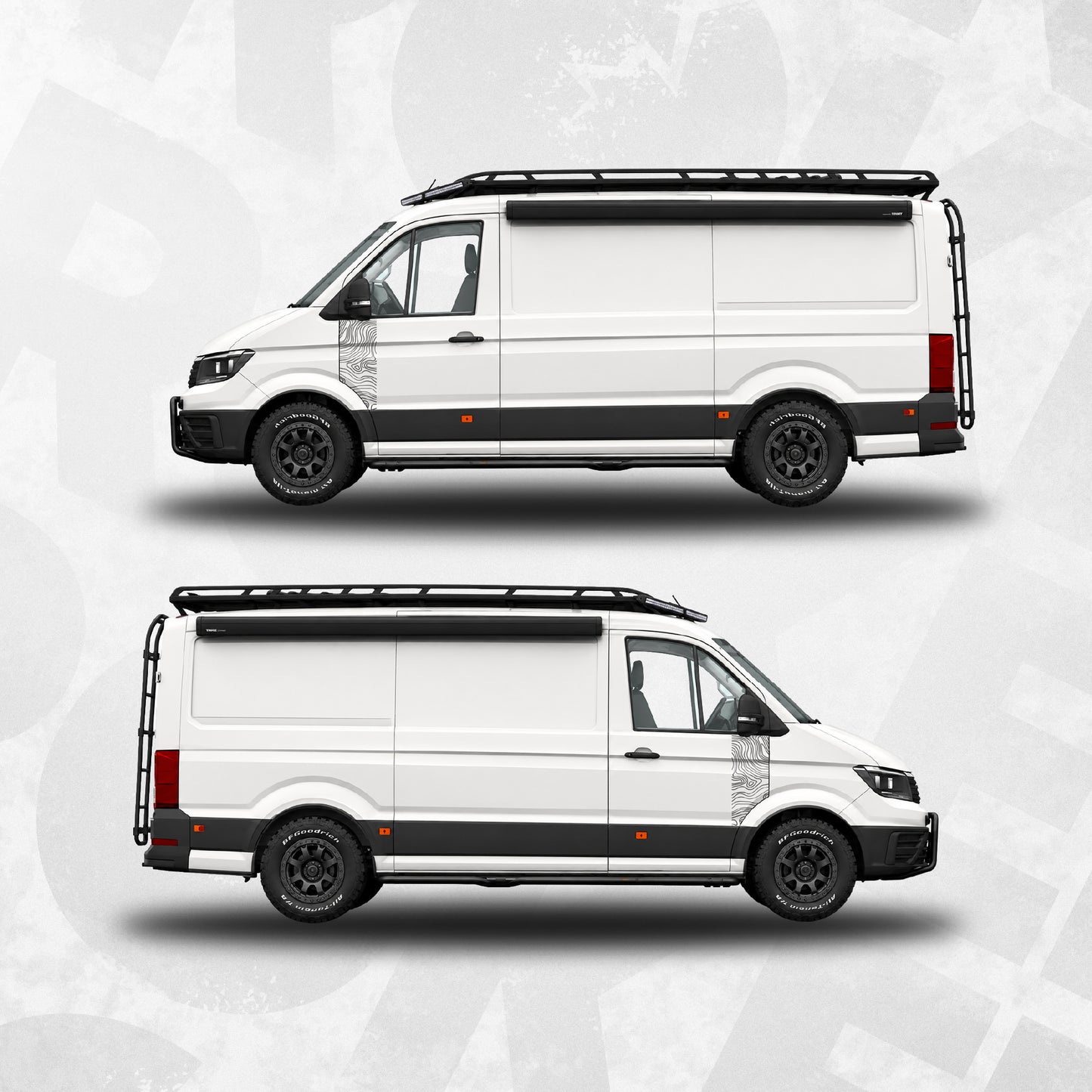 VW Crafter Topographic Door Wrap Decal – Fits MAN TGE & Crafter Mk2 – Pair