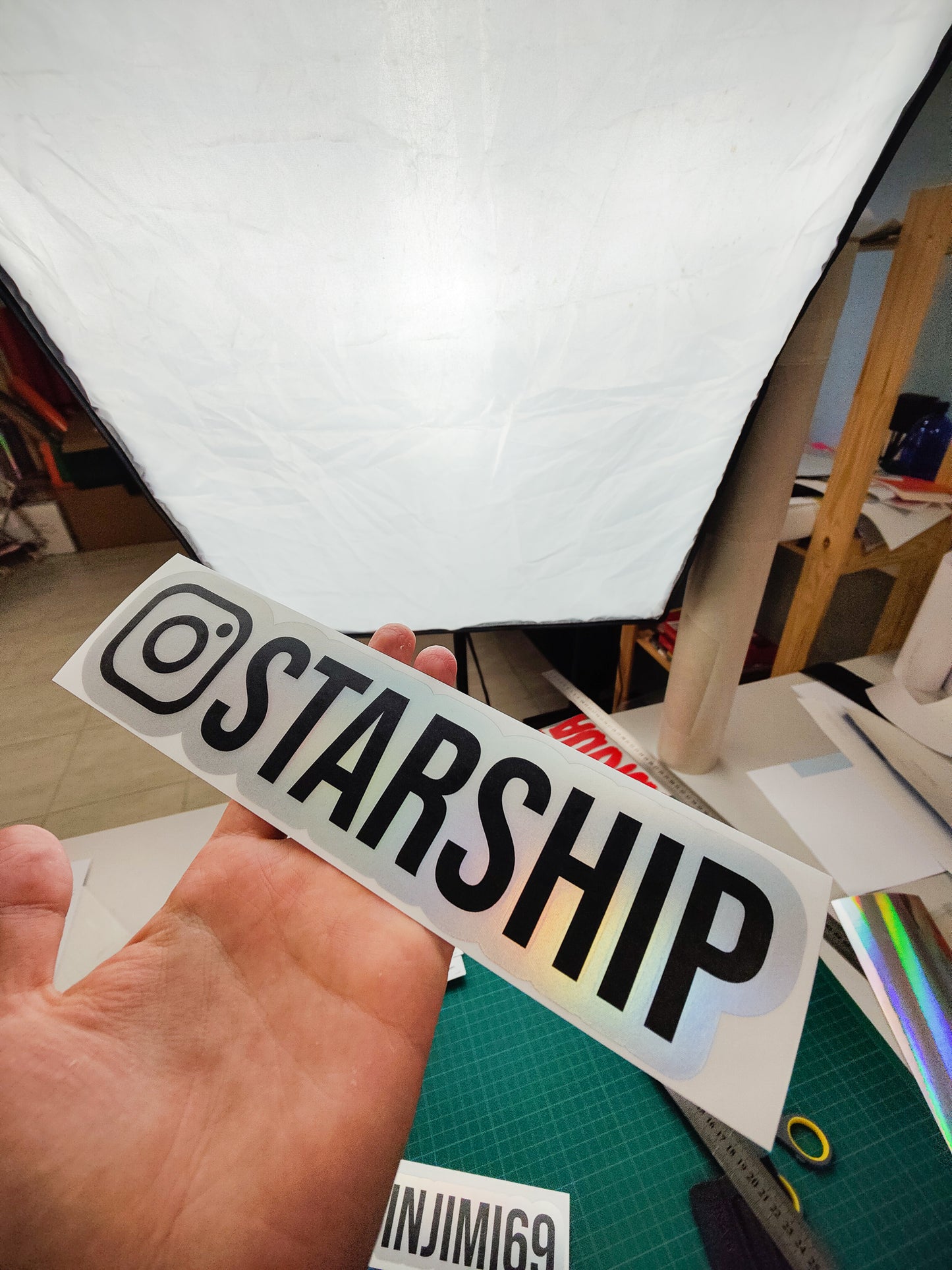 Holographic/Black Instagram Name Decal
