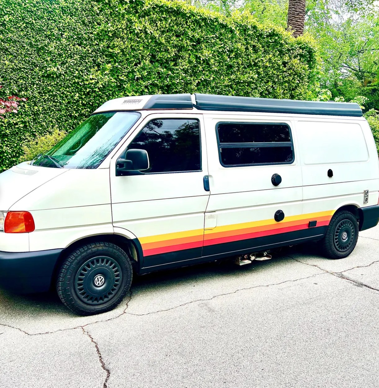 Retro Side Stripe Decal Kit for VW Transporter T4 T5 T6 – Grey / Dark Grey / Black