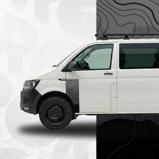 Topographic Map Front Door Graphics for VW Transporter - Set of 2