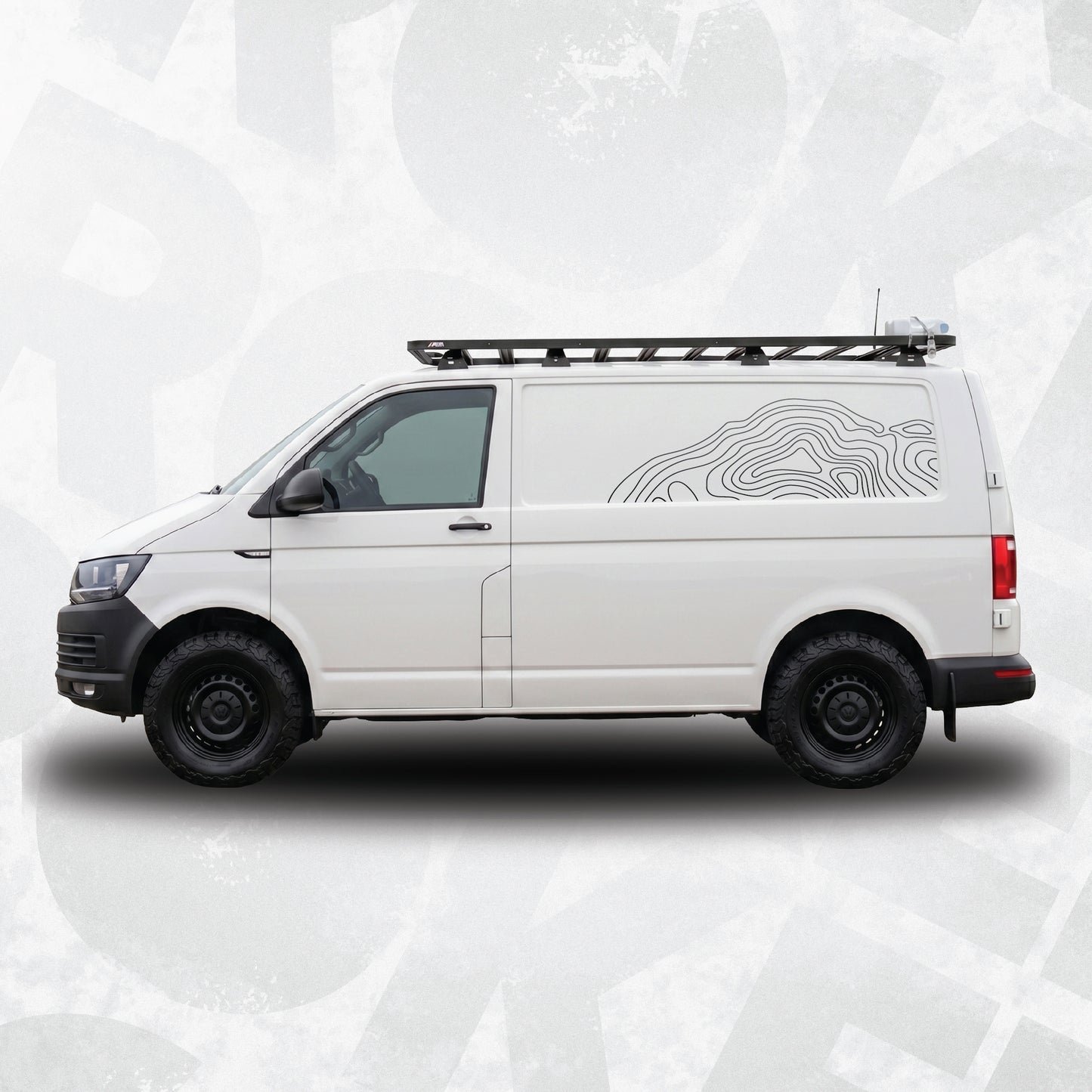 Topographic Map Side Decals for VW Transporter & Multivan | Campervan Vinyl Graphics Kit