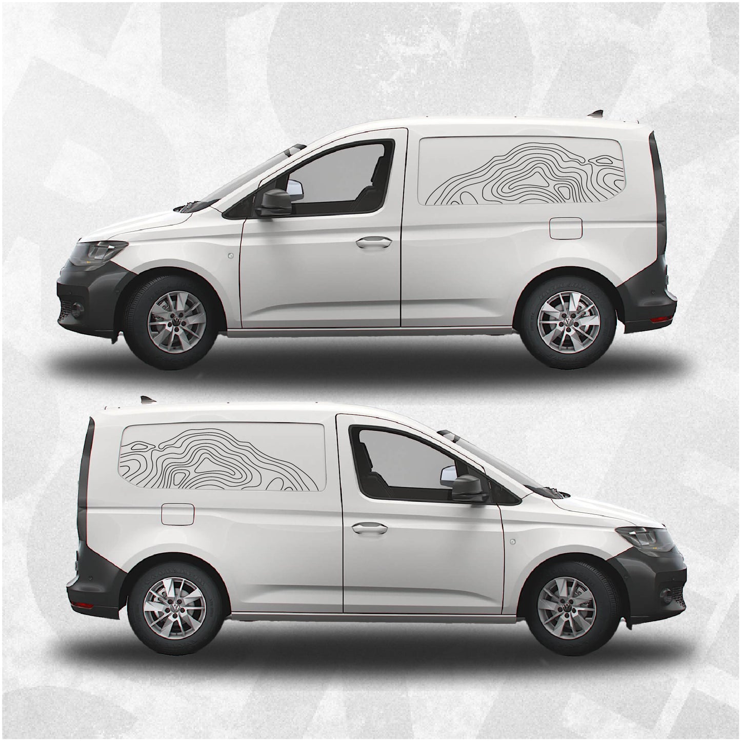 VW Caddy Mk5 Rear Quarter Window/Panel Topographic Decal Set