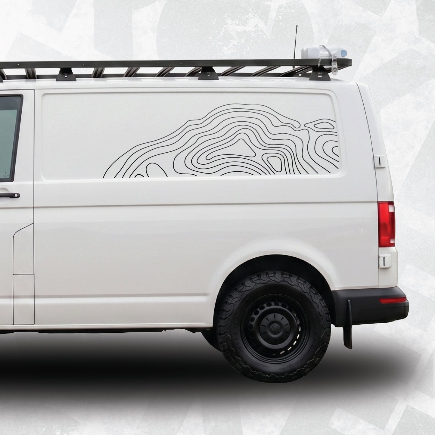 Topographic Map Side Decals for VW Transporter & Multivan | Campervan Vinyl Graphics Kit