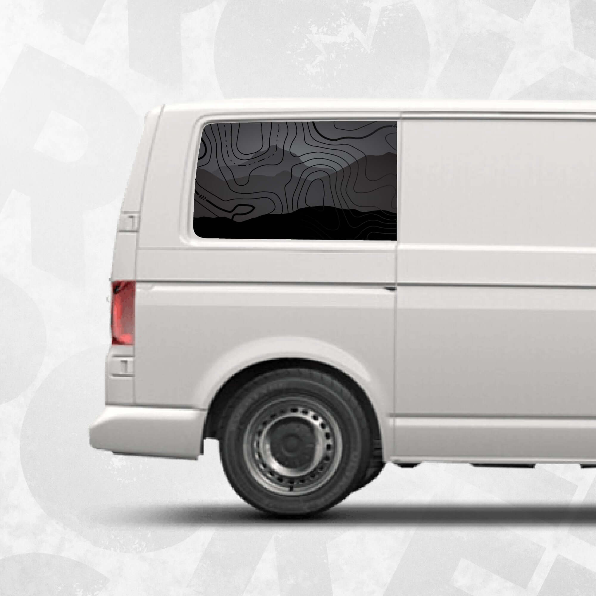VW Transporter Topographic Mountain Window Decal Set | BROKENstickers