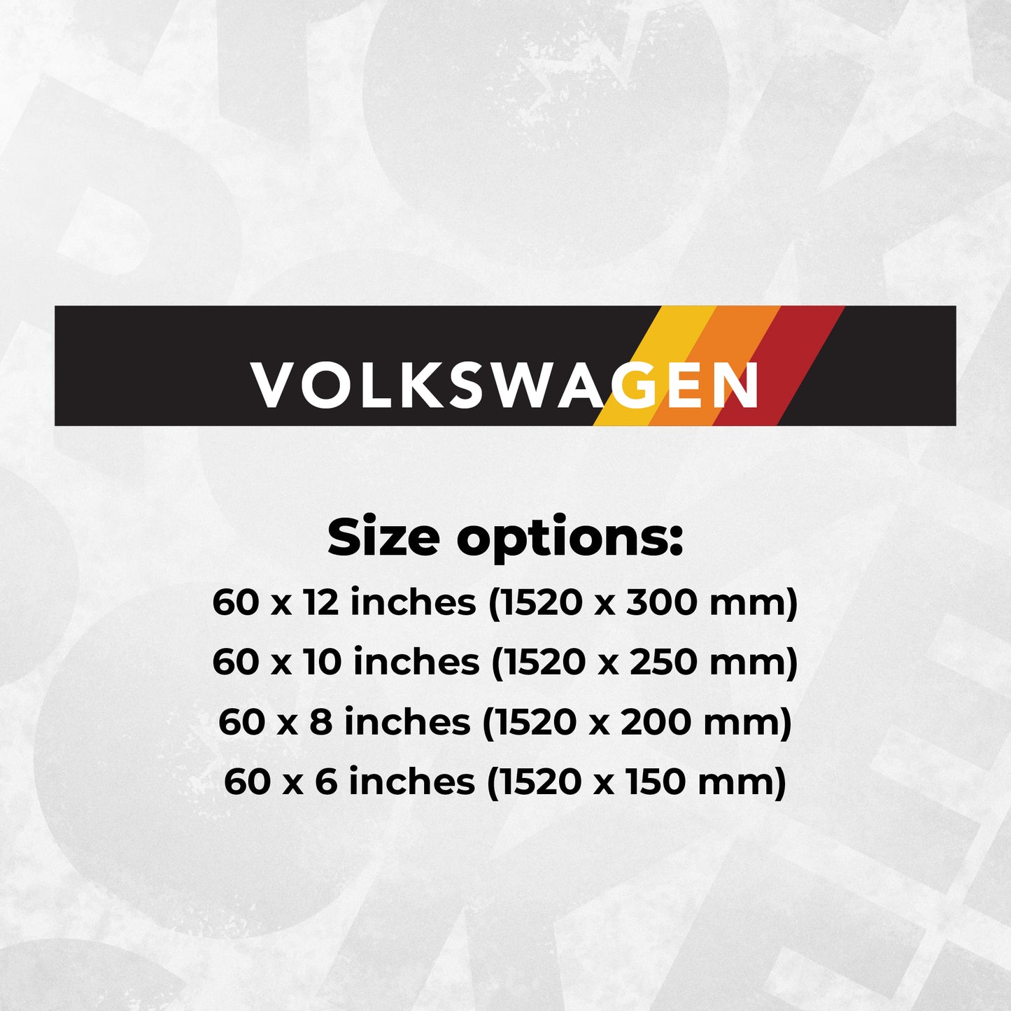 windshield banner volkswagen size options