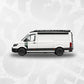Misty Forest Door Decal VW Crafter installed on a white van, showcasing sleek design and rugged look.