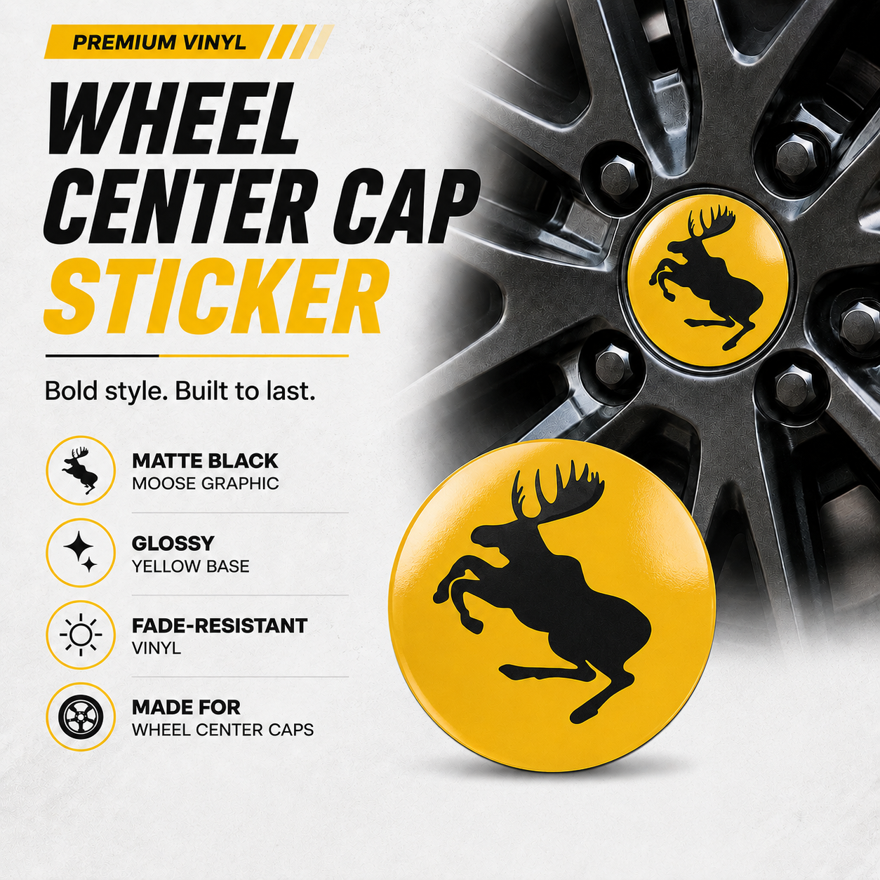 Moose Wheel Center Cap Stickers – Set of 4 – Fits Volvo Vehicles
