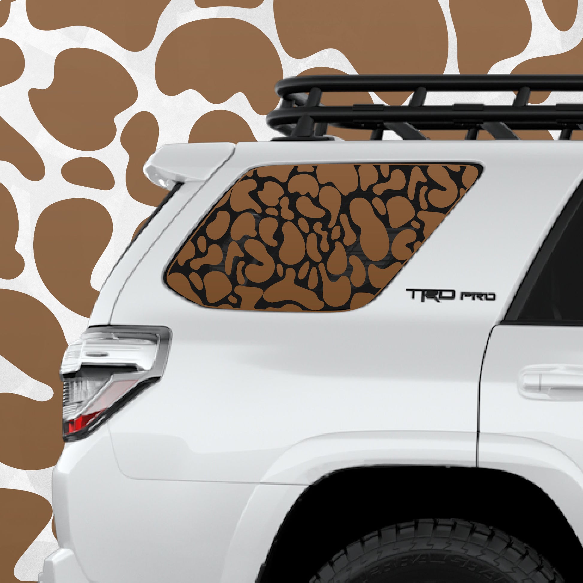 4runner Decal - Abstract cow camo print pattern quarter window decal - Fits Toyota 4runner 5th generation - Set of 2