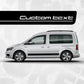 VW CADDY custom text logo decal - side stripe graphics sticker kit with your text, company name, logo, website