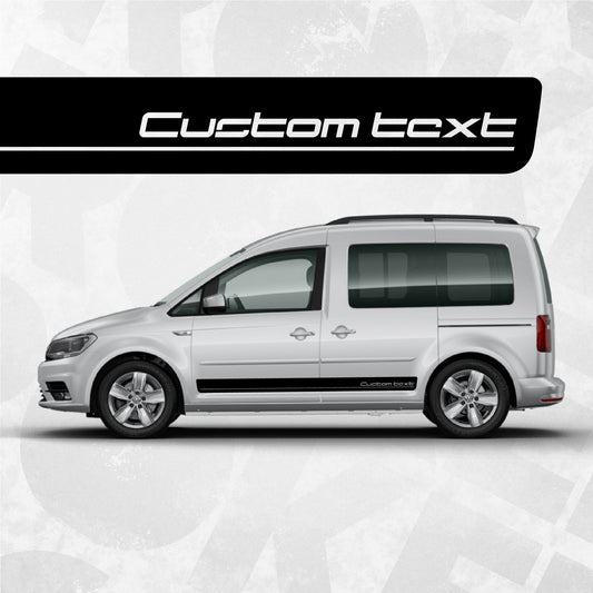 VW CADDY custom text logo decal - side stripe graphics sticker kit with your text, company name, logo, website