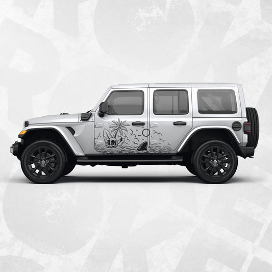 Jeep decal - Skull beach surf graphics