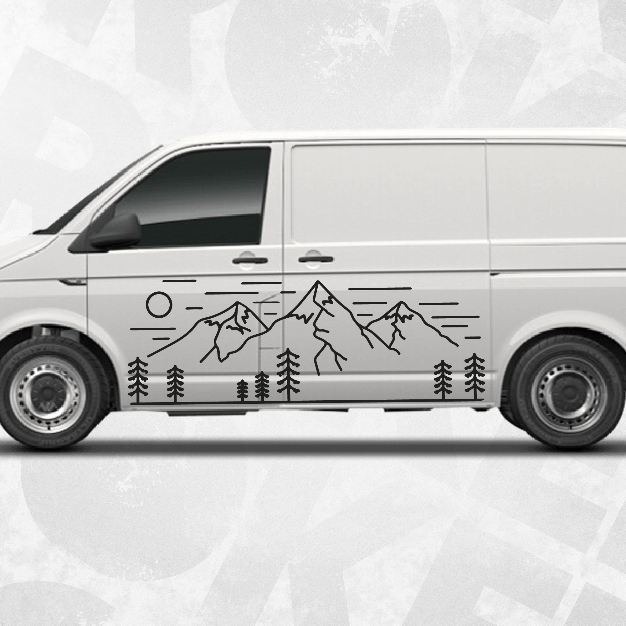 Decal Example Volkswagen VAN mountain graphic side decals