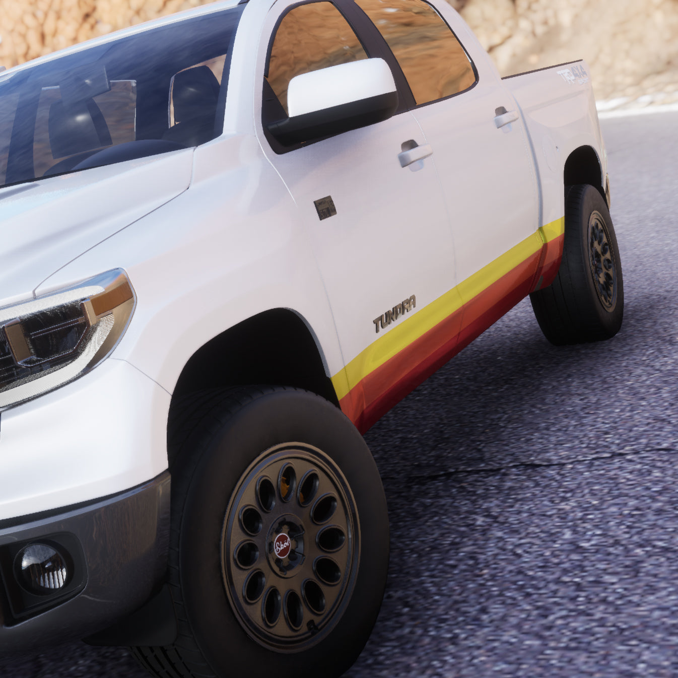 Yellow Rocker Panel Decals Toyota Tundra Side Stripe Decal - Retro Style Wrap