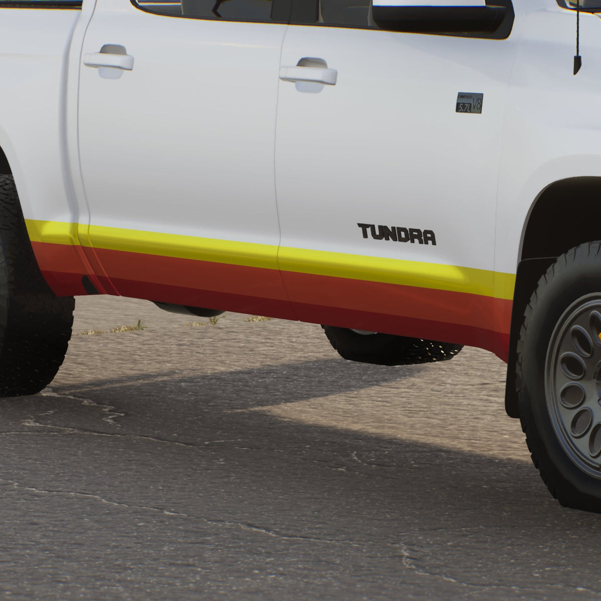 Yellow Rocker Panel Decals Toyota Tundra Side Stripe Decal - Retro Style Wrap